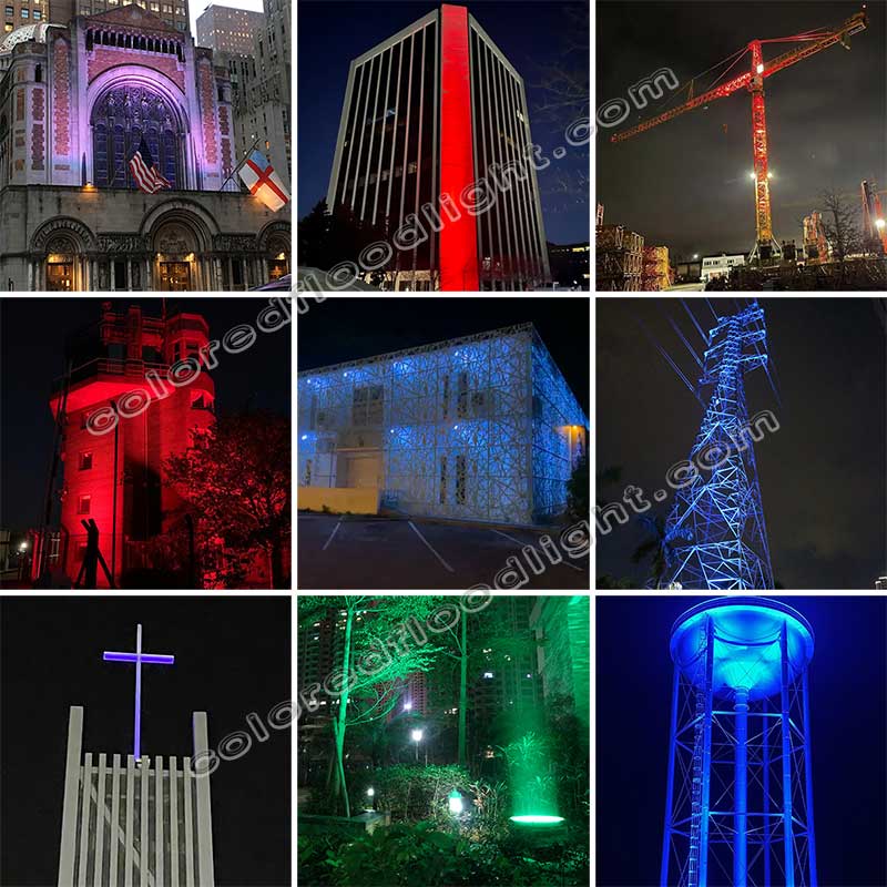 multi colored led flood light applications